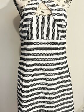 Trina Turk Black & White Striped Strapless Dress